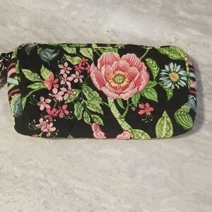 Vera Bradley Black Floral Quilted Wristlet